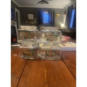 Vintage Scurlock Kontanerette Glass Canister Jars & Lids  1940s Set Of 4